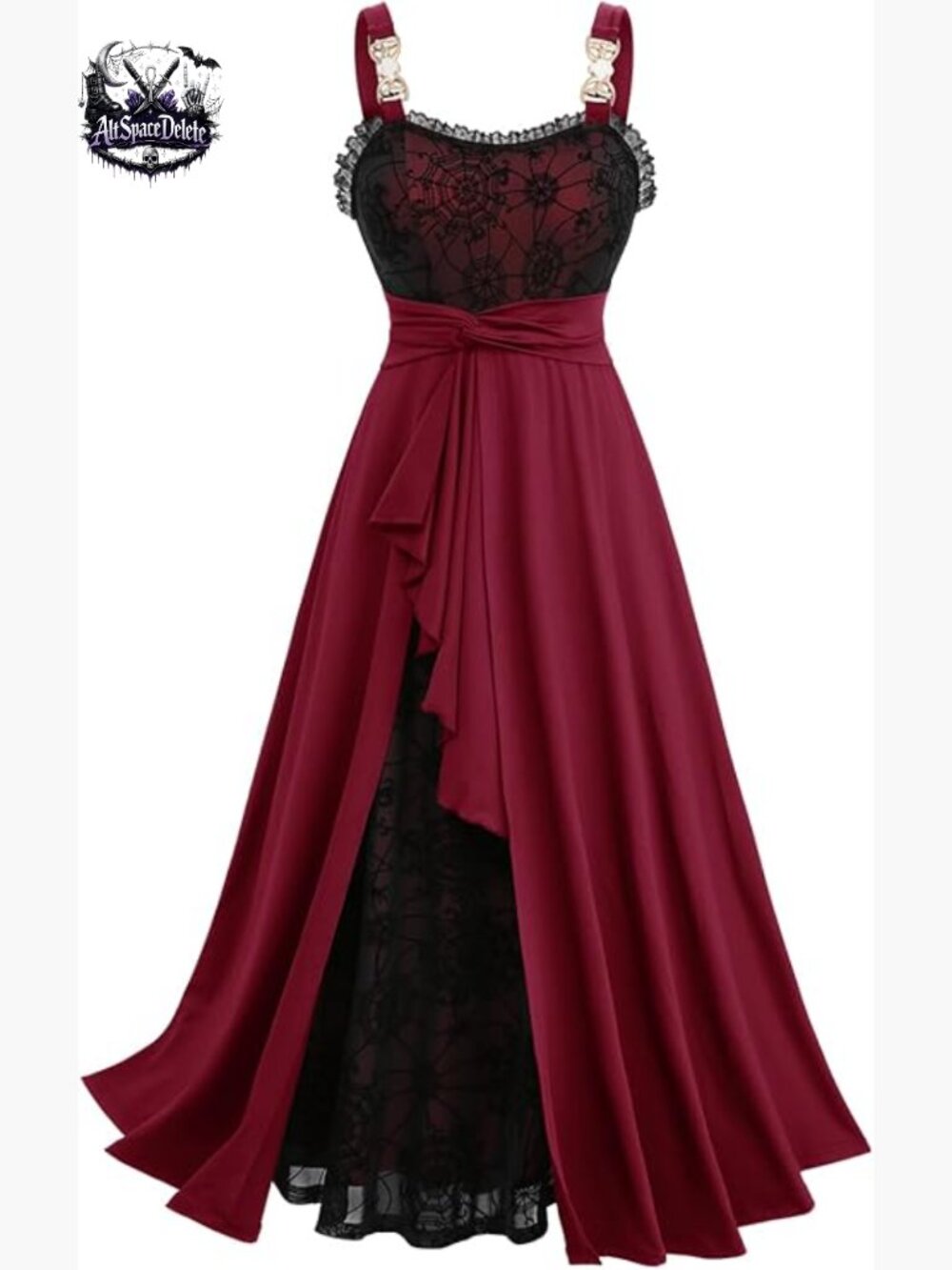 Plus Size Goth Vampire Spider Web Maxi Dress Flowy Sleeveless Tank Halloween